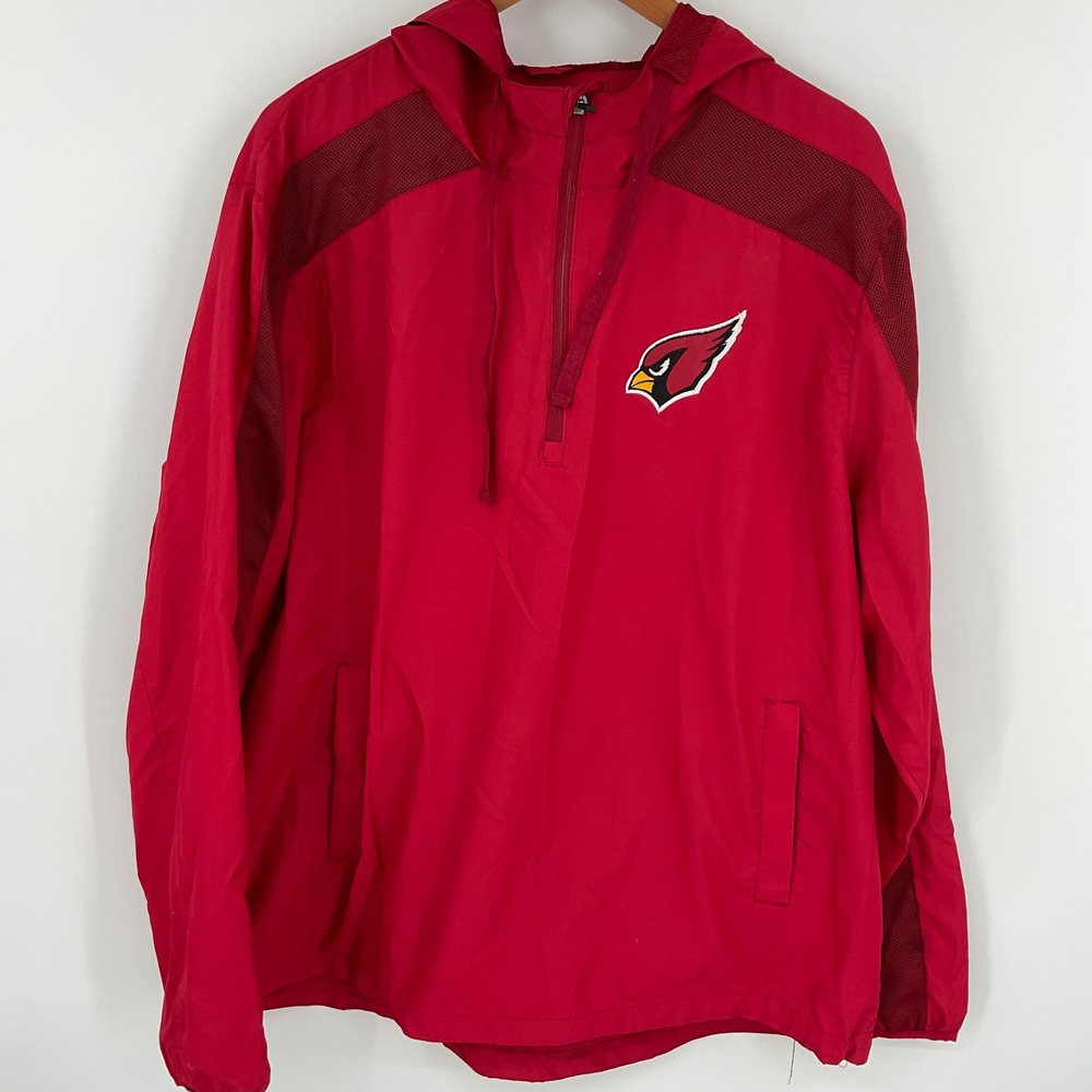 Arizona Cardinals NFL Men's Red Lightweight Hooded Pullover Jacket XL windbreake